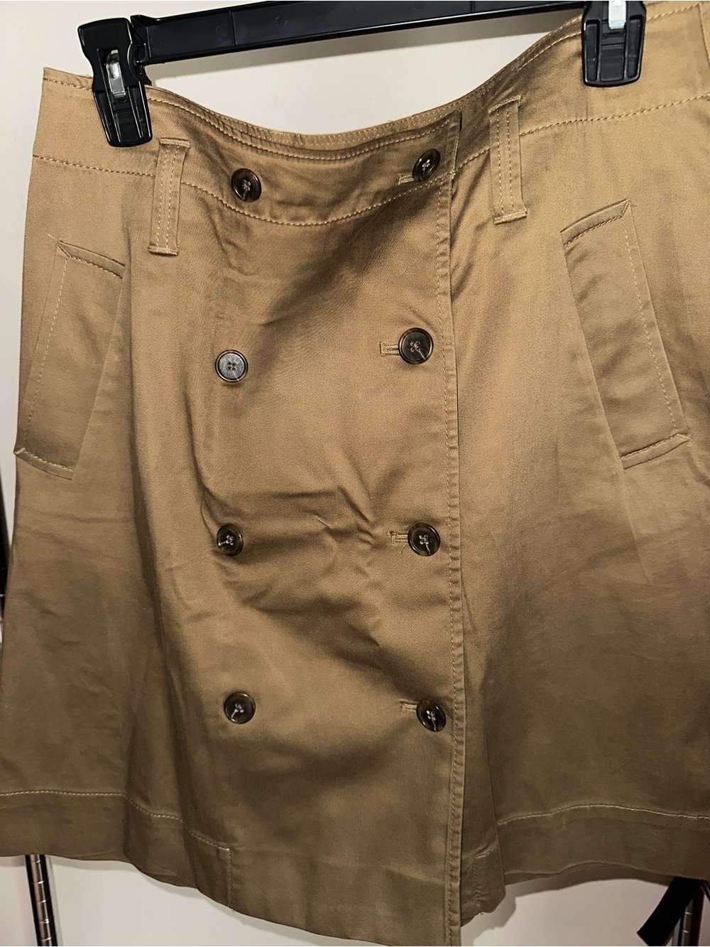 Green Below Knee Length Trench Double Breasted Skirt Business Casual Office